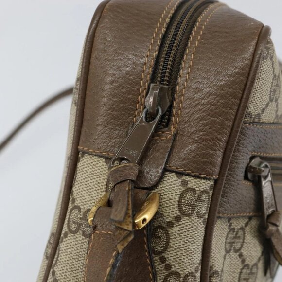 GUCCI GG Supreme Web Sherry Line Bag PVC Beige Gold - Picture 10 of 14